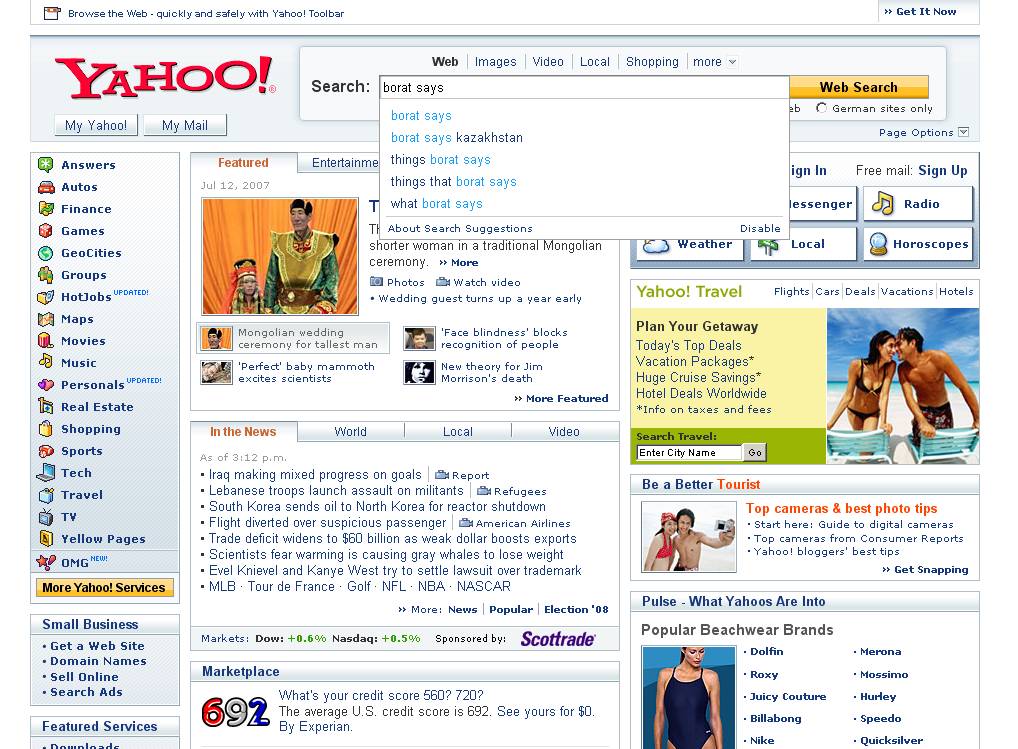 Yahoo! homepage (2007)